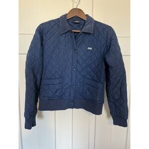 Vintage Le Tigre Bomber Jacket Women's Large Navy Quilted Corduroy Collar